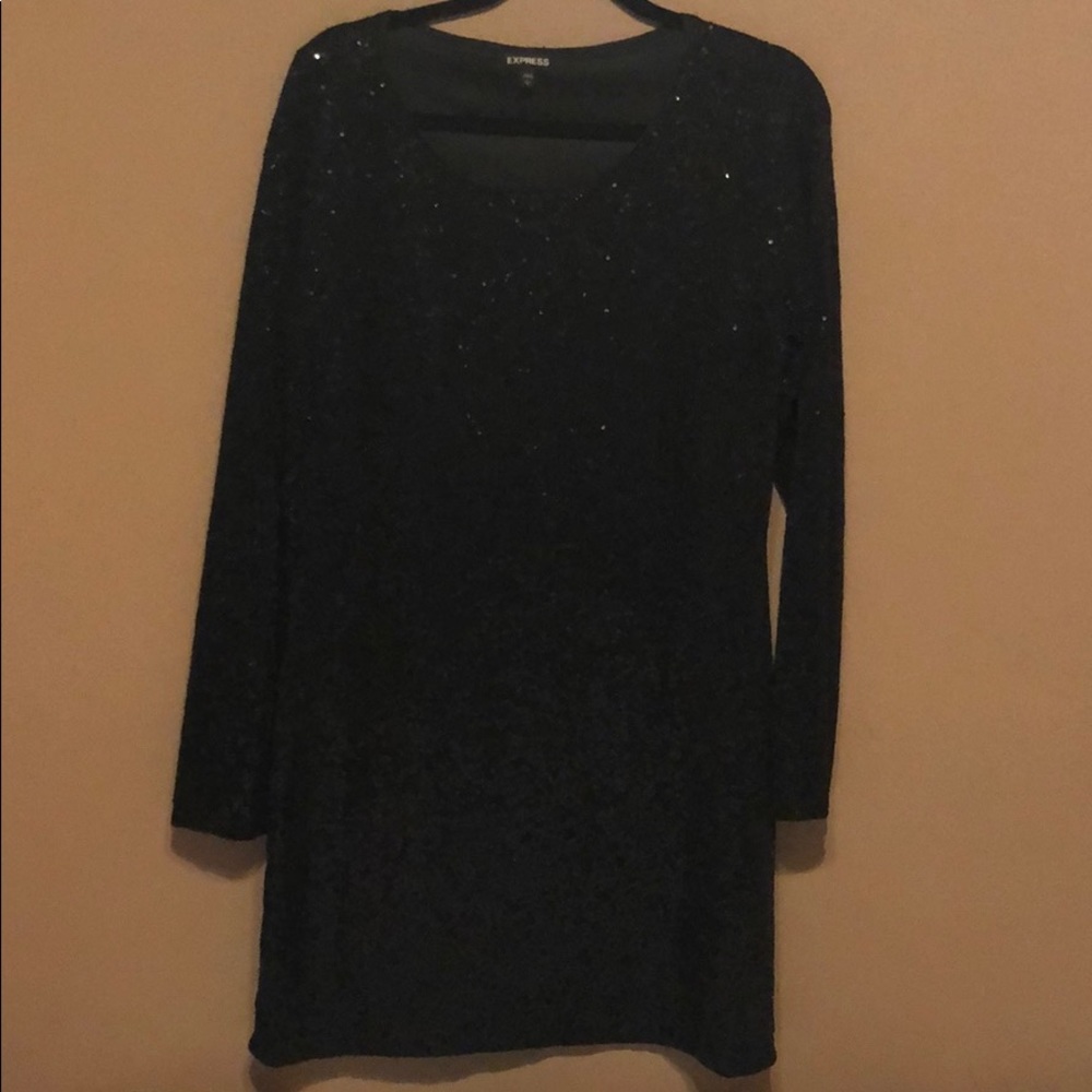 Fully sequined long sleeved dress